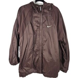 Nike Windbreaker‎ Jacket Full Zip Lightweight Brown Athletic Coat Large Cover Up